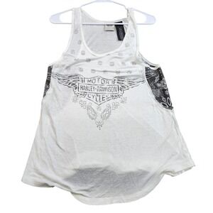 Harley-Davidson Tank Womens M White Paisley Bandana Graphic Biker Racerback Top